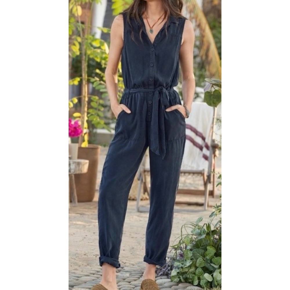 Cloth & Stone NWT Navy Blue Tencel Sleeveless Utility‎ Jumpsuit - NO BELT